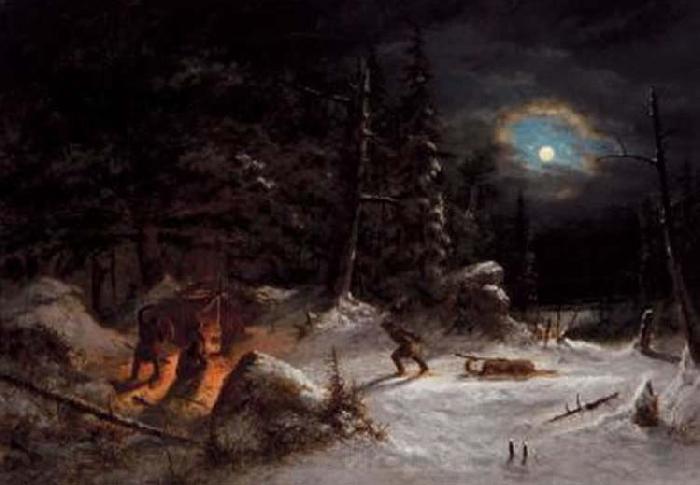 Cornelius Krieghoff Indian Hunters Camp, Moonlight France oil painting art